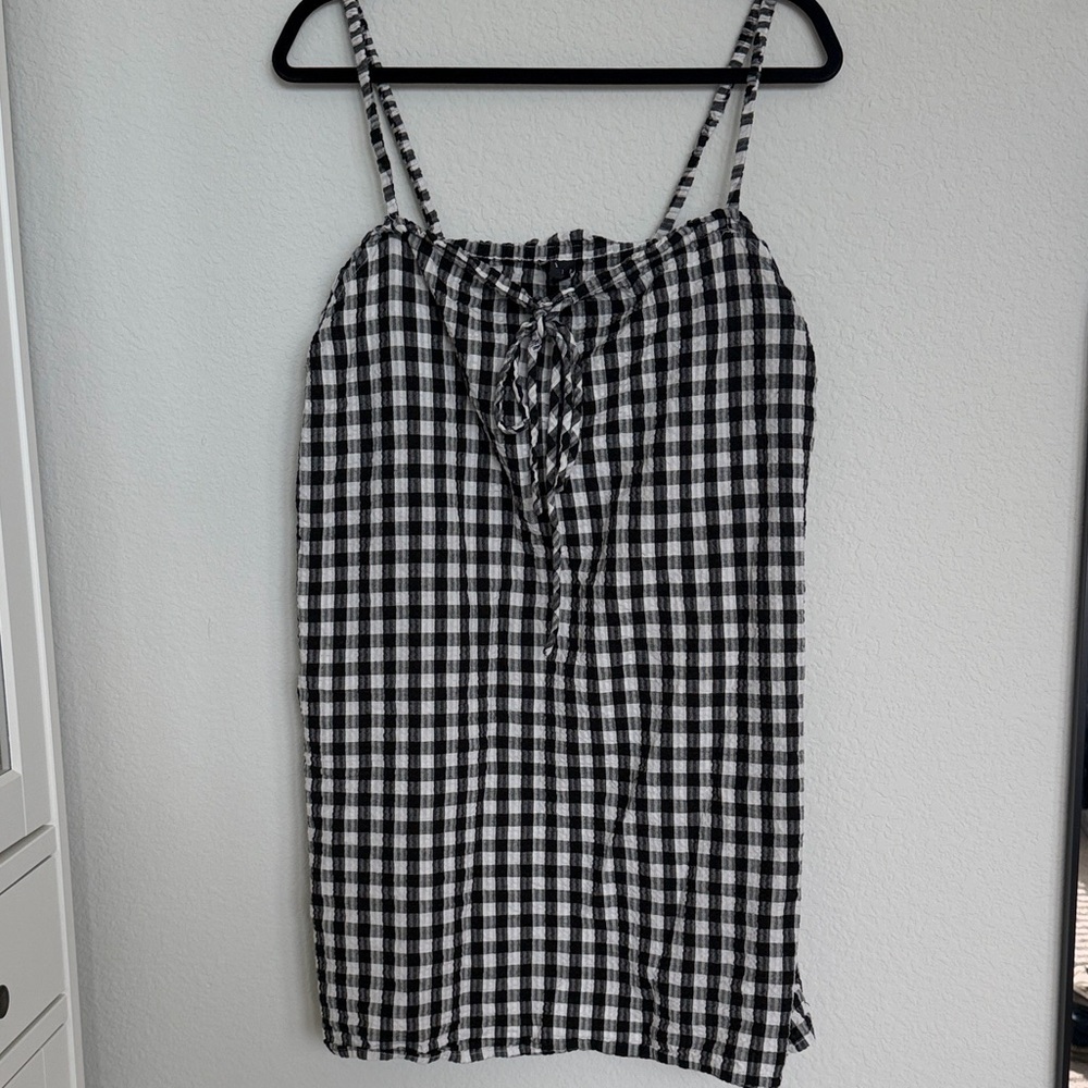 Vero Moda Black and White Sleeveless Gingham Mini Dress